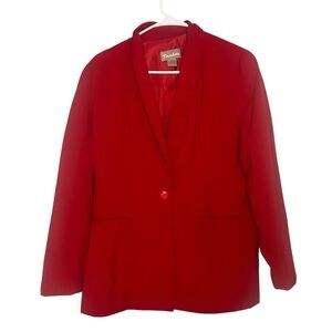 TanJay Red Blazer Jacket Size 10 Classic Career Office Layer